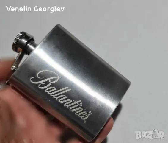 Малка джобна стоманена бутилка, за алкохол ,,Ballantine's" 4 oz/120мг., снимка 4 - Чаши - 47973906