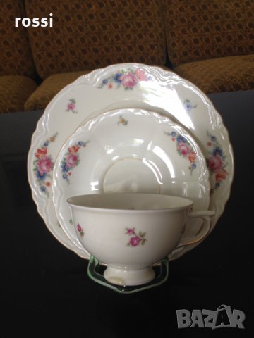 Schönwald 1935 г. Нов немски комплект трио за чай/кафе и десерт, чаша и 2 чинии, сервиз, сет, чиния , снимка 2 - Антикварни и старинни предмети - 33422815