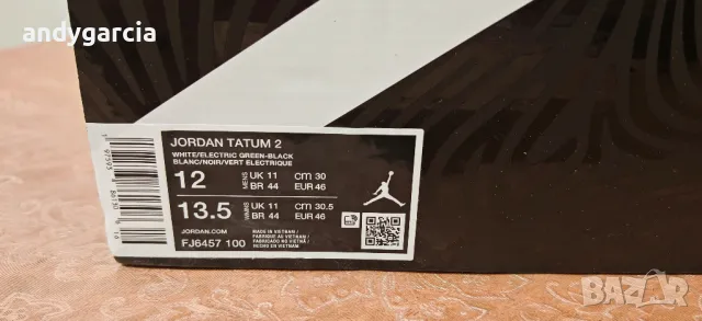 Nike AIR Jordan Tatum 2 Neon 46-ти номер 30см стелка чисто нови в кутия, снимка 3 - Маратонки - 49664711