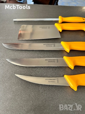 Комплект професионални немски месарски ножове 3 броя със сатър и масат, снимка 5 - Други инструменти - 52858084