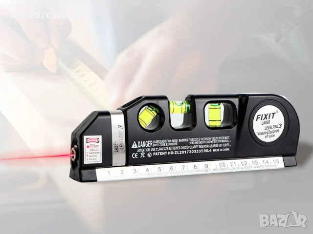Прецизен лазерен нивелир с 2,5 м ролетка, лазер, 3 LED режима, USB, снимка 2 - Друга електроника - 50574964