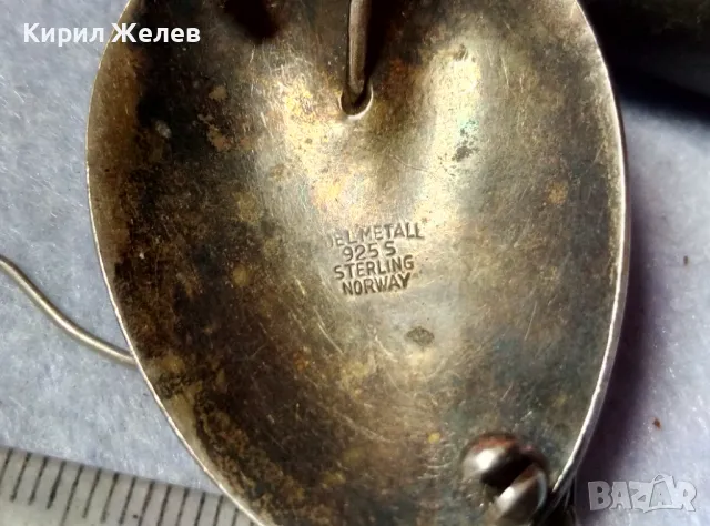 DEL METALL 925 S STERLING NORWAY ВИНТИДЖ ЕМАЙЛИРАНА СРЕБЪРНА БРОШКА СРЕБРО 925 АВТОРСКА СТАРА 49316, снимка 14 - Антикварни и старинни предмети - 48481217