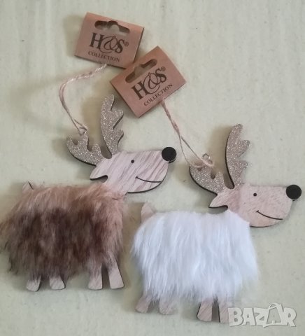 Коледни еленчета - дърво и кожа, снимка 3 - Други - 43152773