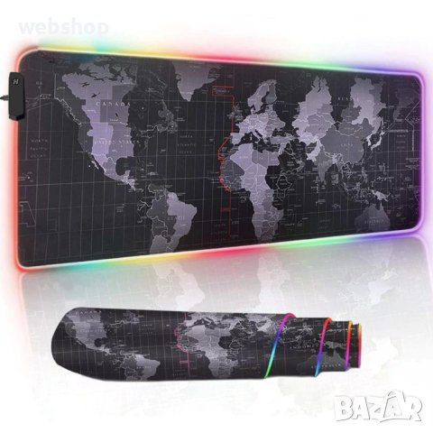 RGB Светеща Подложка за Мишка и Клавиатура Карта на Света, снимка 6 - Клавиатури и мишки - 43222182