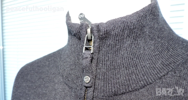 Gant Men`s Cotton Wool Full Zip Long Sleeve Cardigan Size L Dark Grey, снимка 6 - Пуловери - 52322135