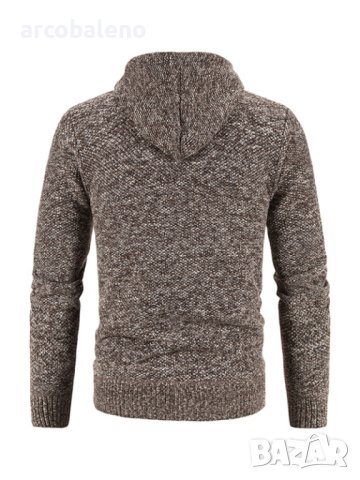 Ежедневно мъжко плетено яке с качулка и цип, 5цвята, снимка 12 - Якета - 43563868