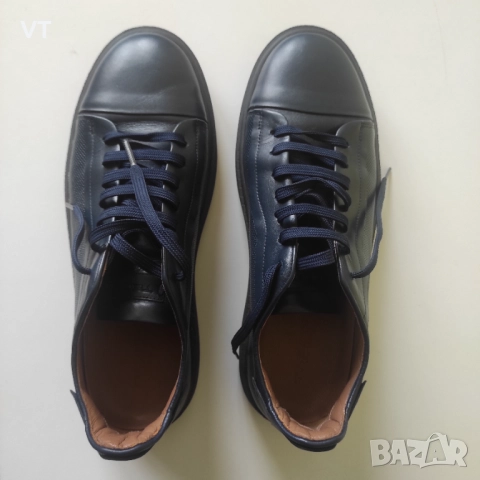 TEODOR - тъмно сини кецове с десенирана кожа и лого , снимка 12 - Спортно елегантни обувки - 52188860