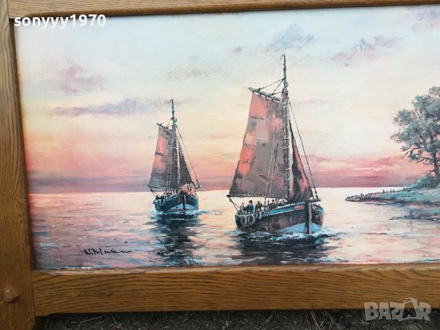 ГОЛЯМА КАРТИНА С ЯКА РАМКА ОТ ГЕРМАНИЯ 1301241637, снимка 6 - Антикварни и старинни предмети - 43790639