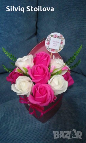 Сърце с девет ароматни сапунени рози, снимка 6 - Подаръци за жени - 37911601