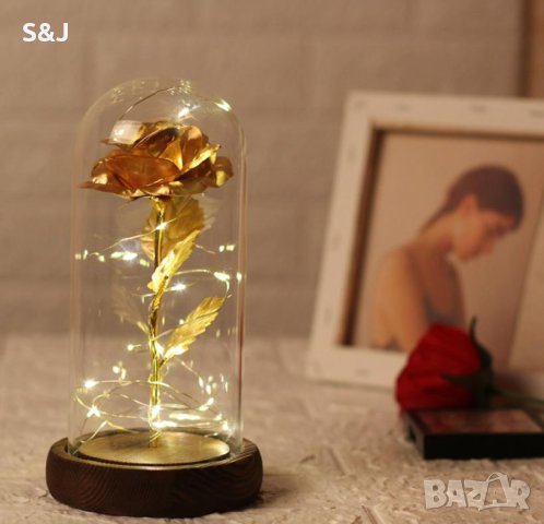 Вечна роза в стъкленица с LED светлина, снимка 3 - Романтични подаръци - 44033631