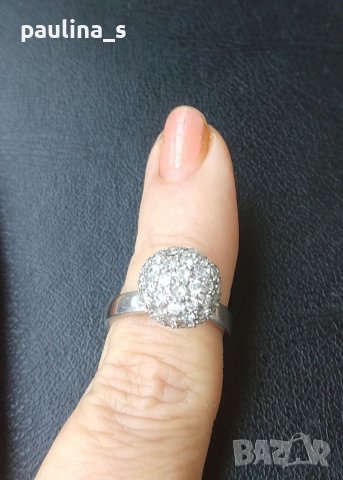 Масивен сребърен пръстен проба 925 Житен клас с вковани циркони - топка , снимка 3 - Пръстени - 26234695