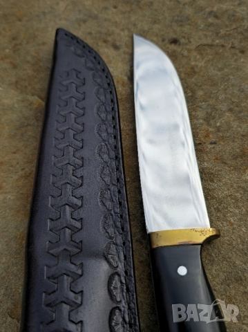 Ръчно изработен нож Черен Текстолит, снимка 3 - Ножове - 52323092