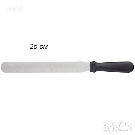 Дълга метална шпатула нож за торта и рязане сладкарска домакинска