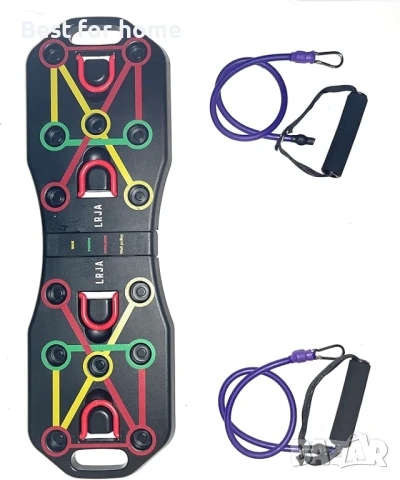 LRJA Дъска, стойка за лицеви опори за домашни тренировки с ластици за съпротивление и подложки, снимка 2 - Фитнес уреди - 50575326