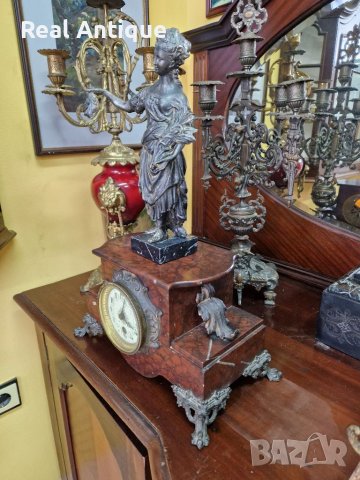 Прекрасен антикварен френски каминен часовник , снимка 3 - Антикварни и старинни предмети - 40094739