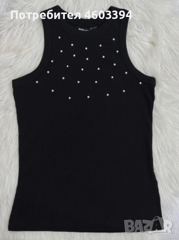 черен потник с перлички, снимка 4 - Потници - 52264893