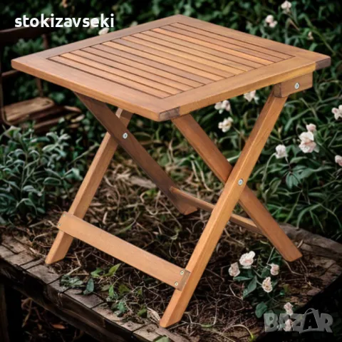 Маса сгъваема Muhler Meranti - 50x50xH68cm, дърво, снимка 1