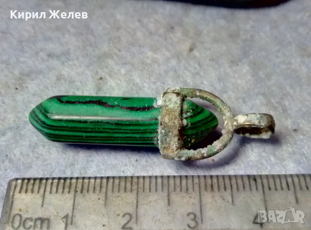 ПРЕКРАСНА СТАРА ВИНТИДЖ АРТ ВИСУЛКА от ФАСЕТИРАН МАЛАХИТ 48819, снимка 2 - Колиета, медальони, синджири - 48842325