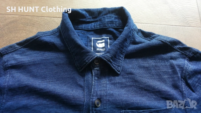 G-STAR VAN JONES INDIGO SHIRT Размер M - L мъжка еластична риза 12-60, снимка 10 - Ризи - 52795013