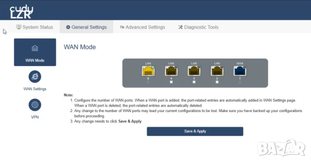 Cudy Gigabit Multi-WAN VPN Router кабелен рутер Fast Ethernet, Гигабитов етернет Сив, снимка 7 - Рутери - 49544262