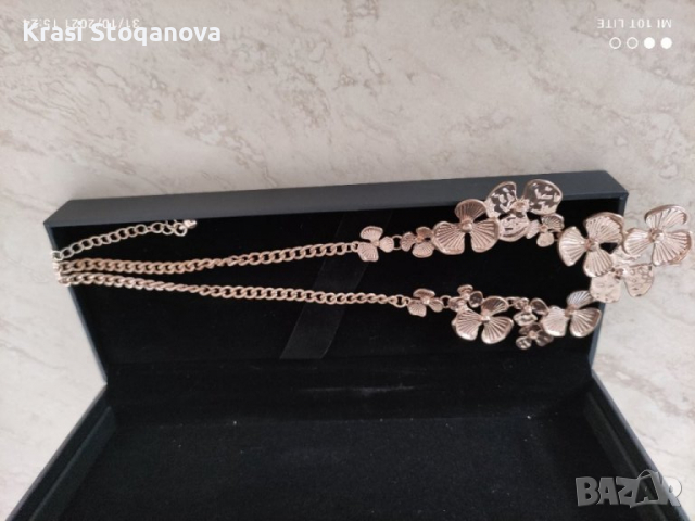 Дамска //Огърлица // Тип - Детелина - НЕРЪЖДАЕМА СТОМАНА - в Златист Цвят , снимка 3 - Сватбени аксесоари - 34642969