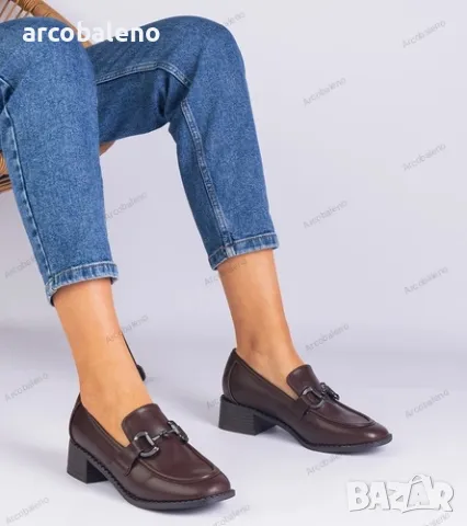 Кафяви дамски обувки на висок ток с метална декорация Sopolino, снимка 4 - Дамски ежедневни обувки - 48980380