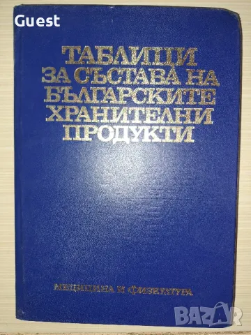 Таблици за състава на българските хранителни продукти