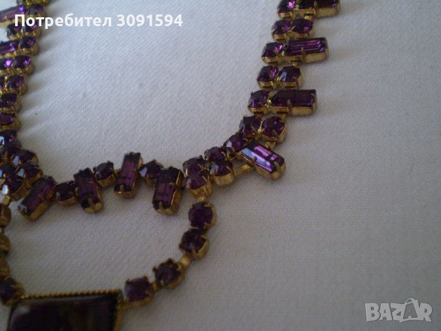 Старо колие огърлица чешки лилав кристал, снимка 9 - Антикварни и старинни предмети - 36860199