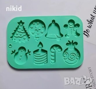 8 Коледни коледен силиконов молд форма калъп фондан шоколад