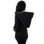 Суитчър с цип с обемиста качулка и метални "пиърсинг" акценти bondage hoodie gothic, снимка 2