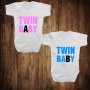 Бебешки бодита за близнаци с щампа TWIN BABY, снимка 1 - Бодита за бебе - 26598638
