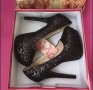 Черни токчета с паети на платформа , снимка 1 - Дамски обувки на ток - 40726814