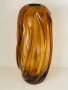 Стъклена ваза, стил Мурано, цвят медено-кехлибарен, снимка 2