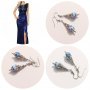 Красиви обеци с ръчно рисувани порцеланови мъниста в синьо и сребристи орнаменти, снимка 7