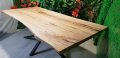 Трапезна маса, маса за хранене с жив ръб от масивно дърво Бряст, снимка 3