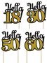 Hello 18 30 50 60 години юбилей златно черен брокатен картонен топер украса за торта рожден ден , снимка 1 - Други - 44071998