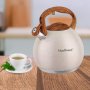 Луксозен чайник от неръждаема стомана с покритие от бял мрамор, 5L  , снимка 1 - Аксесоари за кухня - 44095753