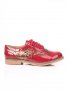 Дамски  стилни обувки от червен лак с връзки , снимка 1