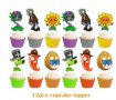 12 бр Зомбита срещу растения Plants vs Zombies топери за мъфини кексчета уркаса , снимка 2