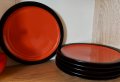 2 броя червени канички и 6 броя червени чинии с черен кант, снимка 3