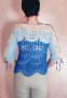Ръчно плетена дамска блуза на една кука в синьо, снимка 2