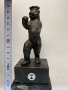 Арт деко фигура на кралска мечка върху стъпаловидна мраморна основа, снимка 3