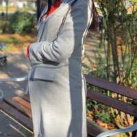 Сиво дамско палто, прав модел / с безпл.доставка /, снимка 4 - Палта, манта - 27070396