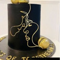 Мъж жена лица Абстракт златист черен контур топер украса декор торта, снимка 1 - Други - 38234426