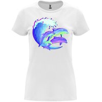 Нова дамска тениска с Делфинчета в бял цвят, снимка 1 - Тениски - 44139215