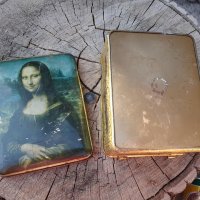 Мона Лиза кутия ламарина метал стара, картина Да Винчи, снимка 7 - Други - 43449037