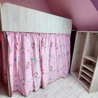Двуетажно детско легло с гардероб+завеси.Единично+кът за игра или бюро, снимка 7 - Спални и легла - 43084925