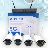 Комплект безжично WIFI видеонаблюдение 4 камери 5G WIFI KIT NVR Onvif , снимка 2 - Комплекти за видеонаблюдение - 32277373