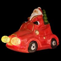 Коледна декорация Дядо Коледа с червена кола и светещи фарове, снимка 3 - Декорация за дома - 42975038