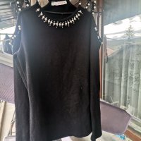 Дамска черна ефектна блуза, снимка 3 - Блузи с дълъг ръкав и пуловери - 43072316